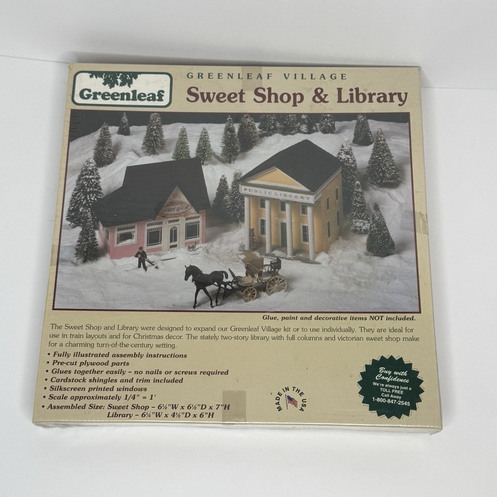 Greenleaf Village Sweet Shop & Library Model 8027 Wooden Building Kit New Sealed